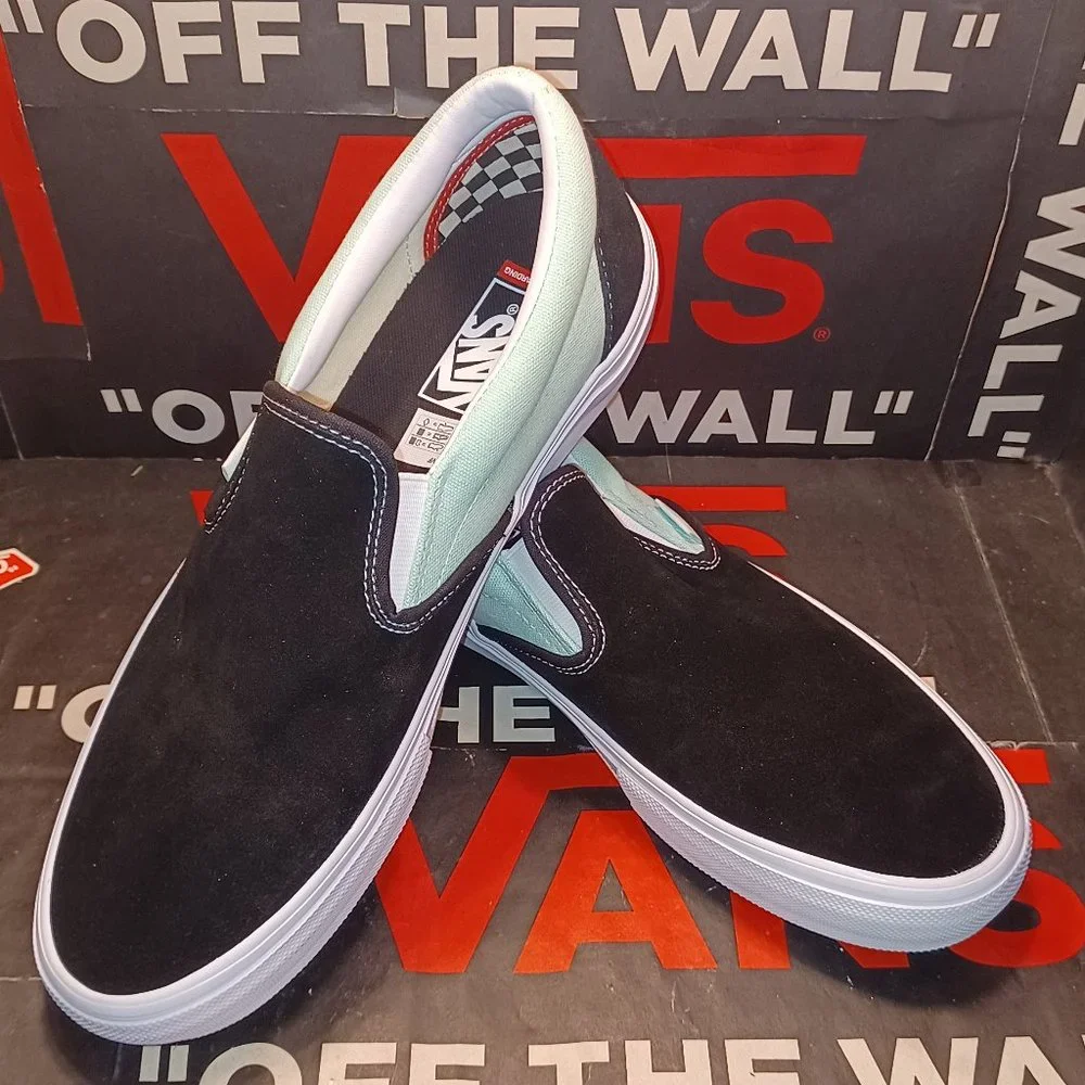 Vans Skate Slip On Mint Green Black Size US 11.5 Men New VN0A5FCAM2T Sneakers